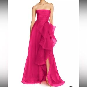 NWT Theia Teresa Strapless Draped Gown in Zinnia